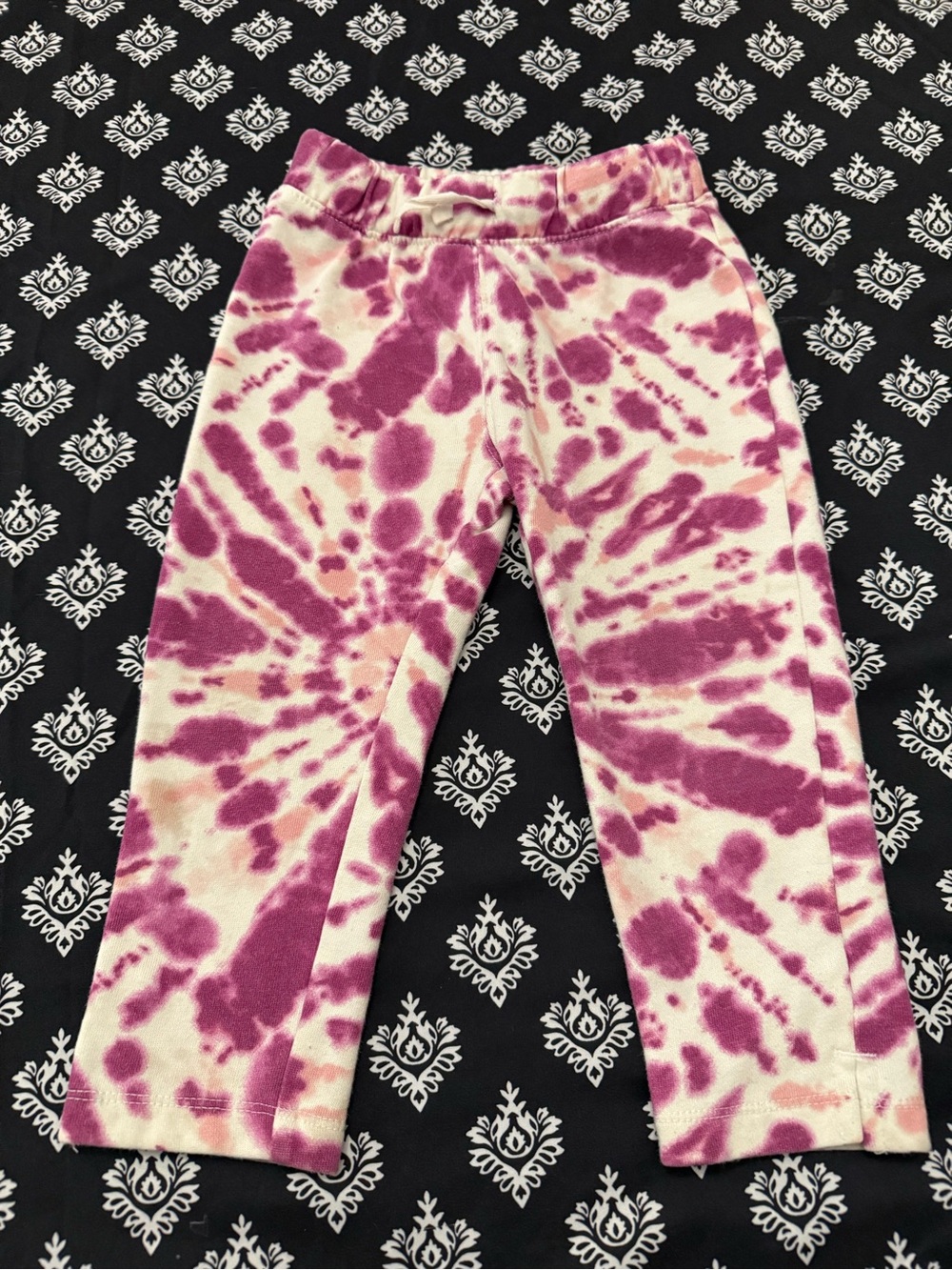 GAP Toddler Girls 2T Pink Purple Tie Dye Fleece Sweatpants Joggers Warm Fall